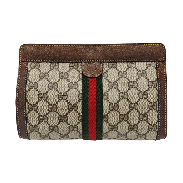Monogram Coated Canvas Clutch Beige