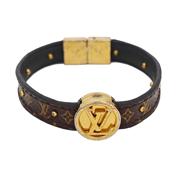 LV CIRCLE Leather Brown Bangle