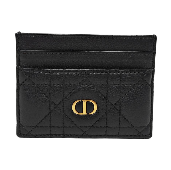 Dior Caro Cannage Calfskin Black Card Holder
