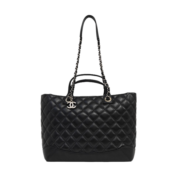 EASY SHOPPING Large Quilted Calfskin Black