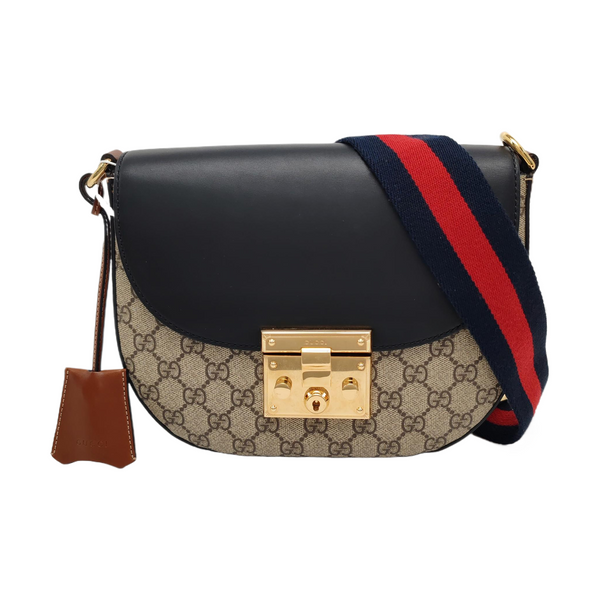 Padlock Medium Monogram Coated Canvas Beige