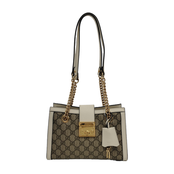 Padlock Small Monogram Coated Canvas Beige