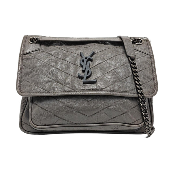 NIKI Medium Chevron Calfskin Gray