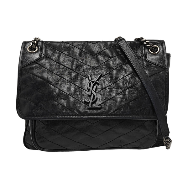 NIKI Large Chevron Calfskin Black