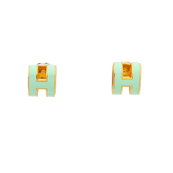 Pop H Metal Blue Stud Earrings