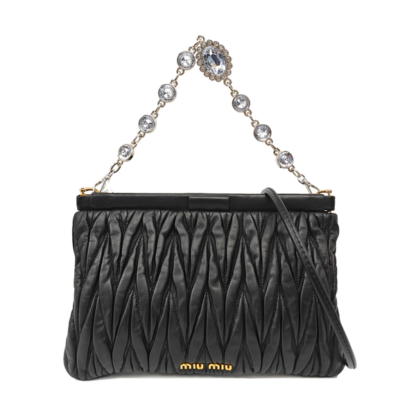 Quilted Lambskin Top Handle Bag Black
