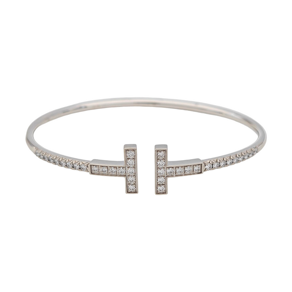 Tiffany T 18k White Gold Silver Bangle