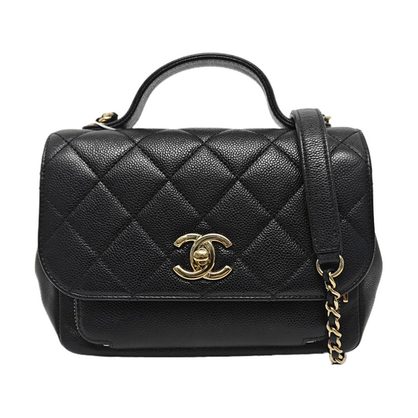BUSINESS AFFINITY Small Quilted Grained Calfskin Black
