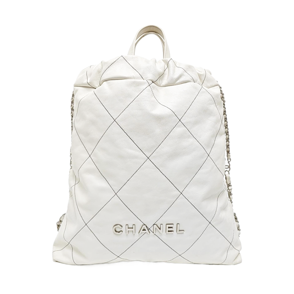CHANEL 22 Large Quilted Calfskin White