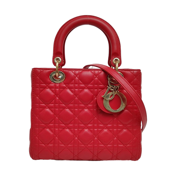 Lady Dior Medium Cannage Lambskin Red