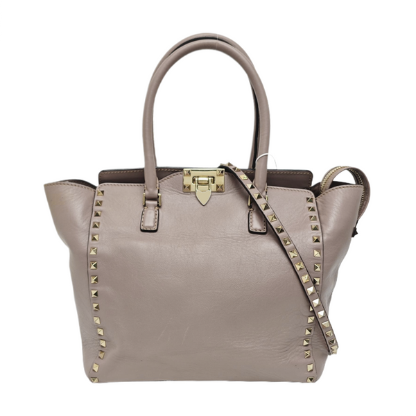 Rockstud Calfskin Gray