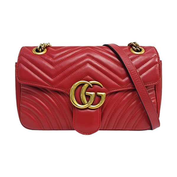 GG Marmont Medium Quilted Calfskin Red