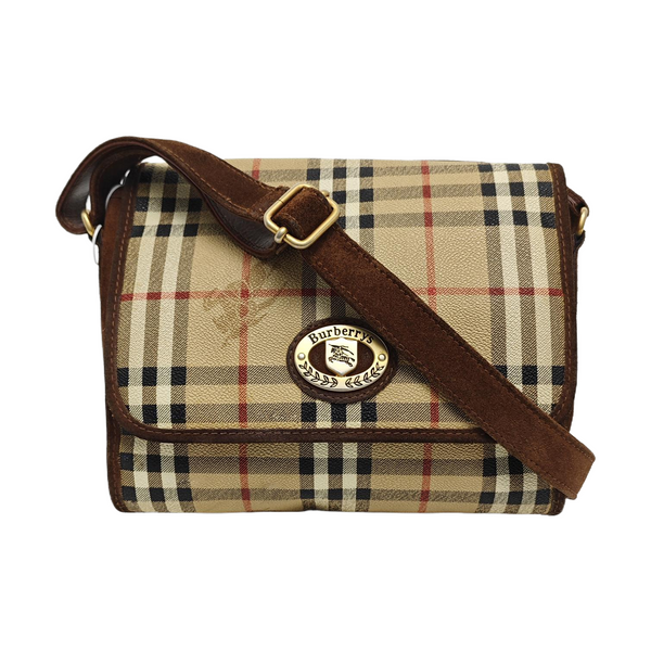 Coated Canvas Shoulder Bag Brown