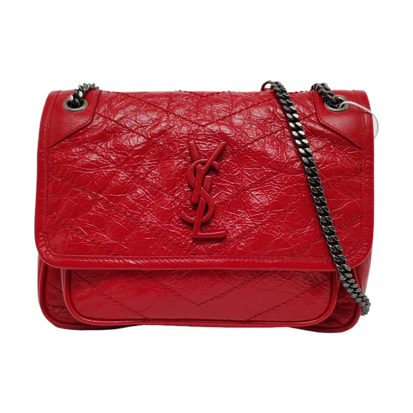 NIKI Small Chevron Calfskin Red