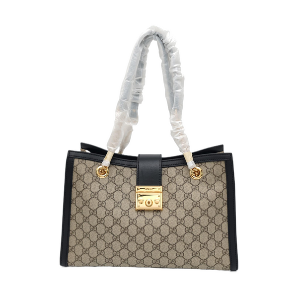 Padlock Medium Monogram Coated Canvas Beige