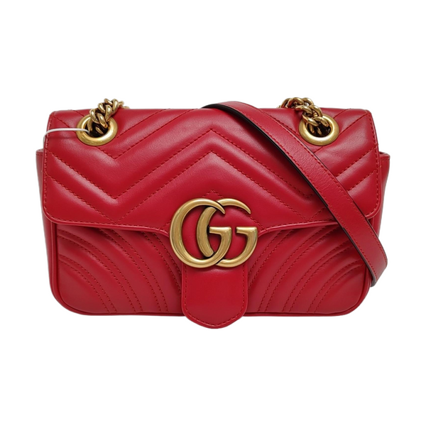 GG Marmont Small Quilted Calfskin Red
