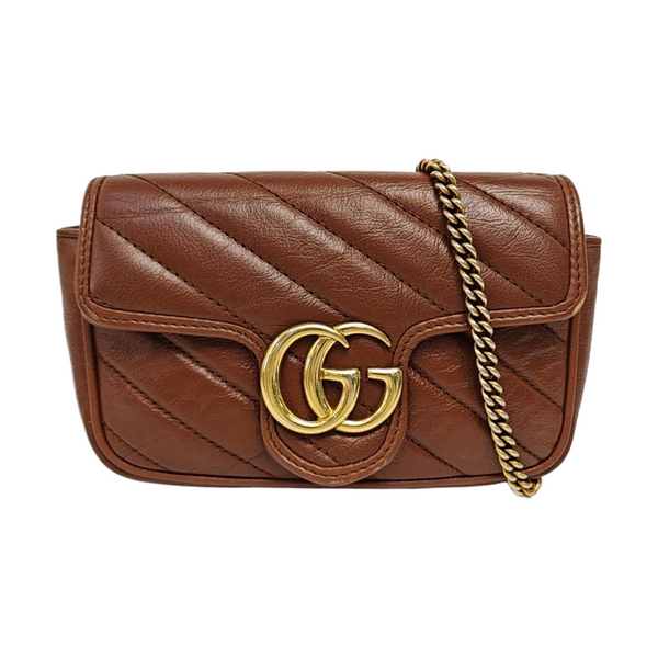 GG Marmont Mini Quilted Calfskin Brown