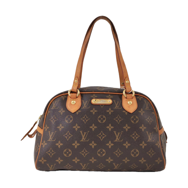 MONTORGUEI PM Monogram Coated Canvas Brown