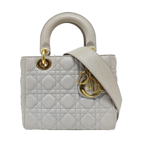 Lady Dior Small Cannage Lambskin Gray