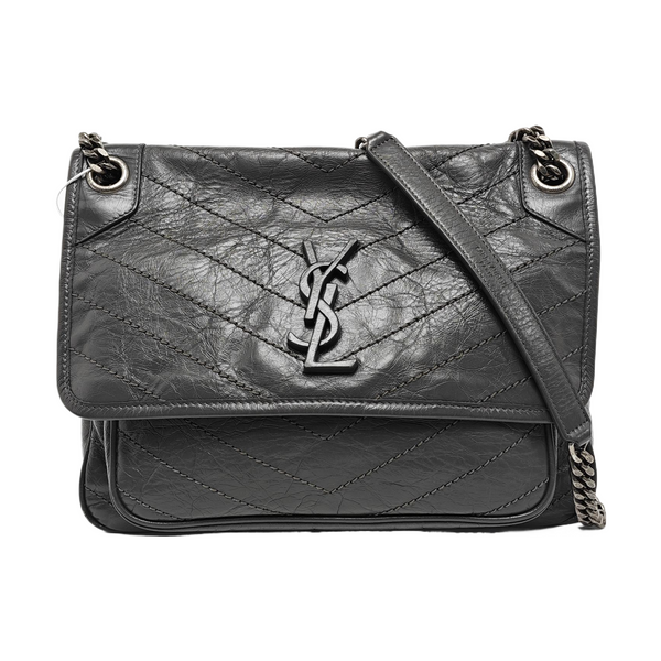 NIKI Medium Chevron Calfskin Gray