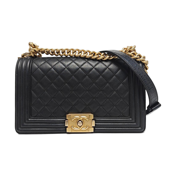 BOY CHANEL Medium Quilted Calfskin Black
