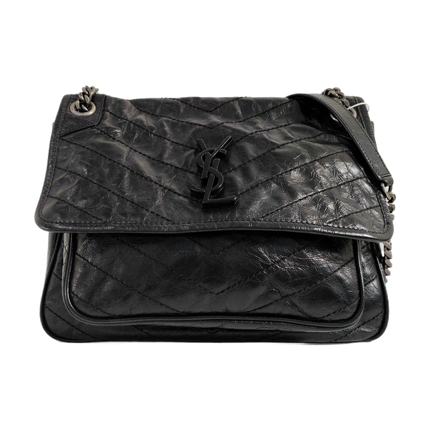 NIKI Medium Chevron Calfskin Black