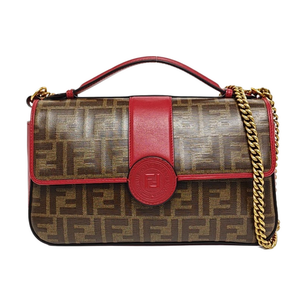 Coated Canvas Shoulder Bag Brown