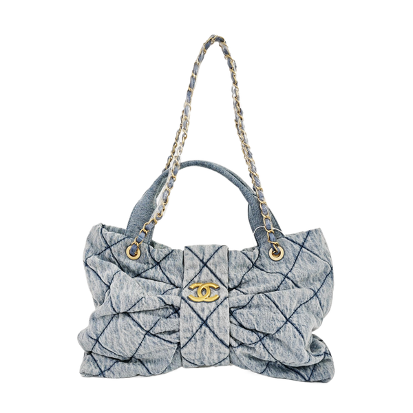 Quilted Denim Shoulder Bag Blue