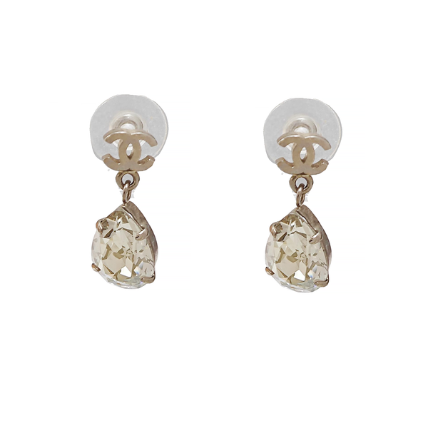 CC Logo Metal White Earrings