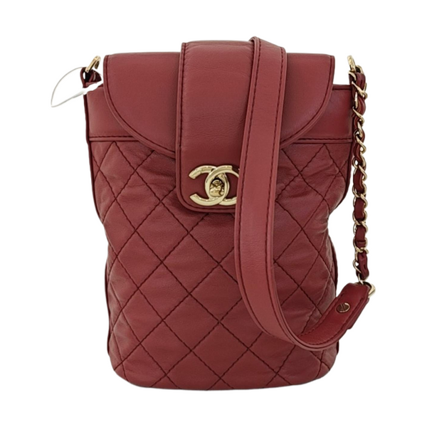 Quilted Calfskin Shoulder Bag Red