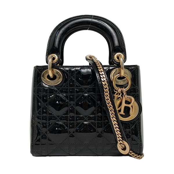 Lady Dior Mini Quilted Patent Leather Black