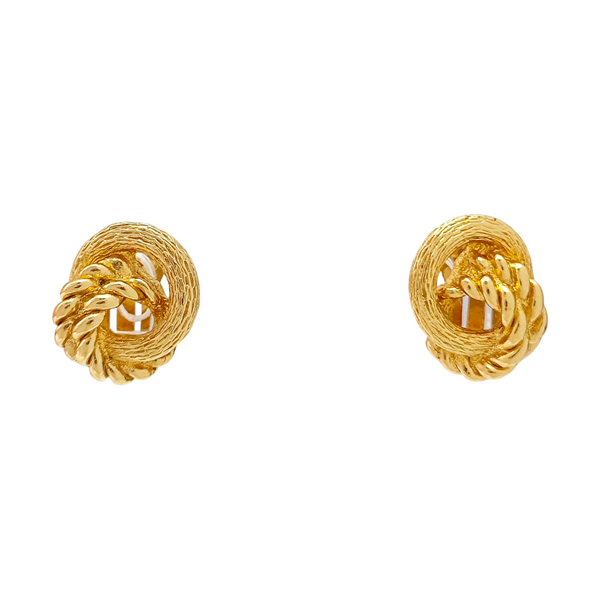 Twist Round Metal Gold Clip On Earrings