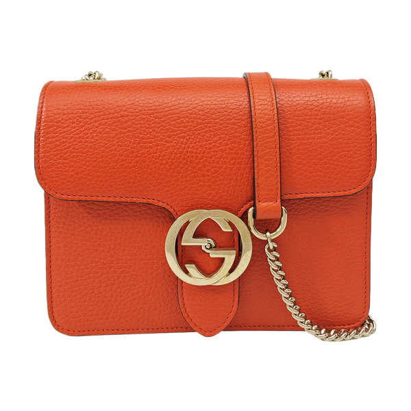Interlocking G Small Calfskin Orange