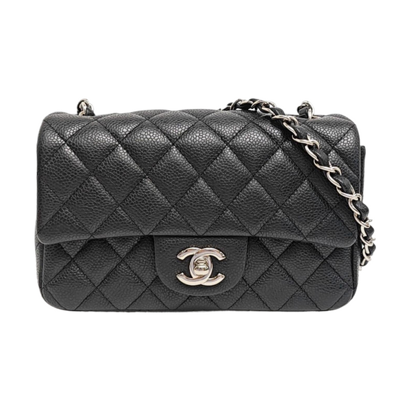 CLASSIC FLAP Mini Quilted Grained Calfskin Black