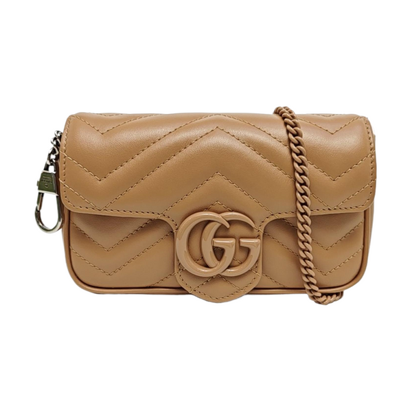 GG Marmont Mini Quilted Calfskin Beige
