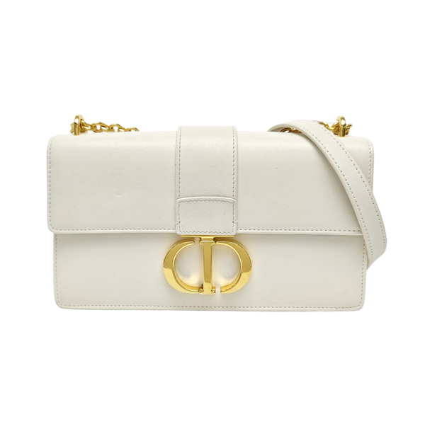 30 Montaigne East-West Mini Calfskin White