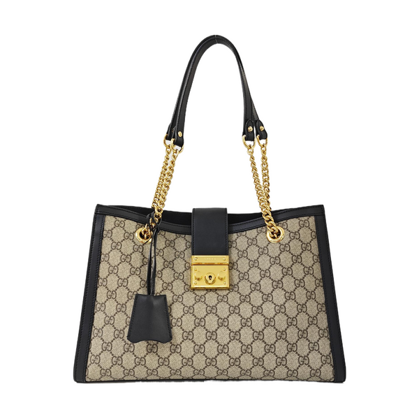 Padlock Medium Monogram Coated Canvas Beige