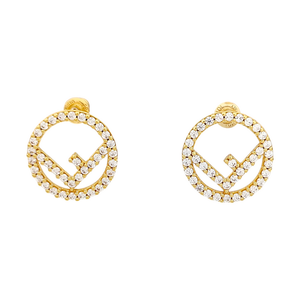 F Is Metal Gold Stud Earrings