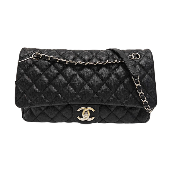 Large Quilted Grained Calfskin Black