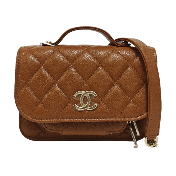 BUSINESS AFFINITY Quilted Grained Calfskin Brown