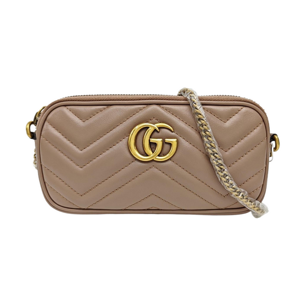 GG Marmont Mini Quilted Calfskin Beige