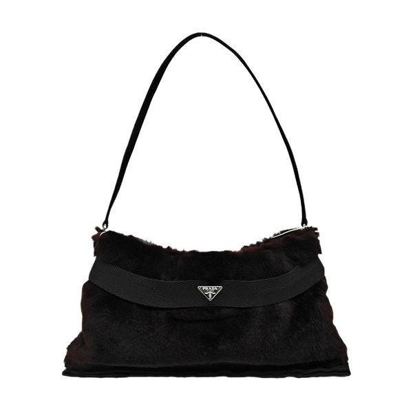 Fur Top Handle Bag Brown