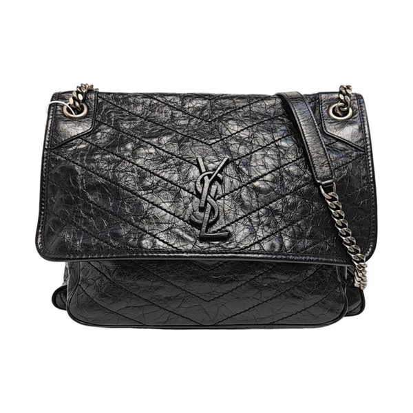 NIKI Large Chevron Calfskin Black