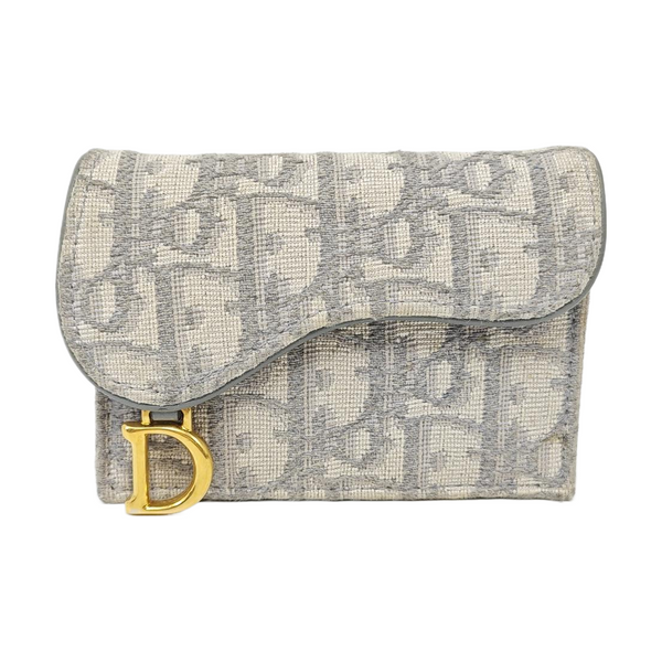 Authenticated pre-owned Saddle Oblique Fabric Gray Card Holder - Card Holder at Looply
