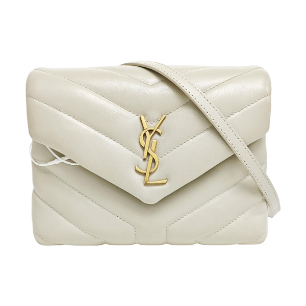 LOULOU Extra Small Chevron Calfskin White