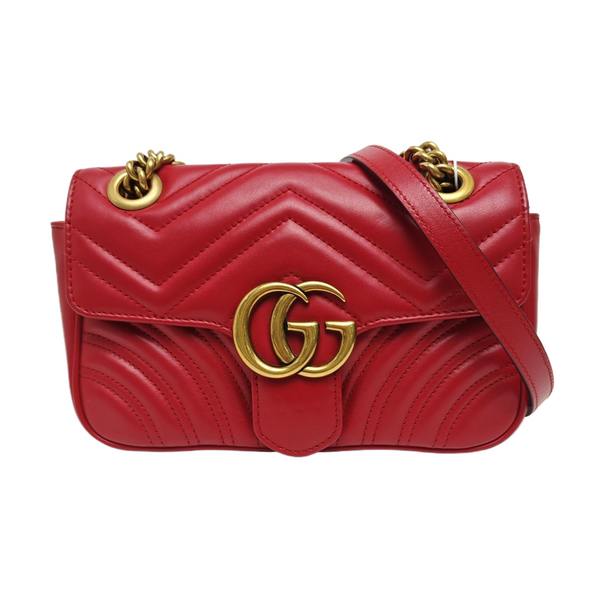 GG Marmont Small Quilted Calfskin Red