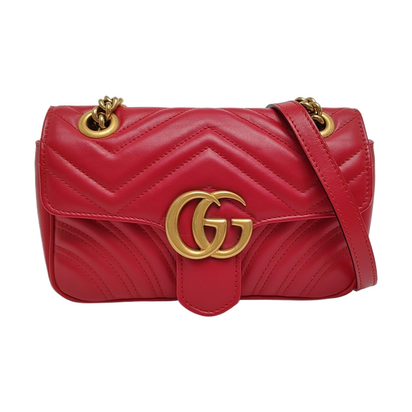 GG Marmont Small Quilted Calfskin Red