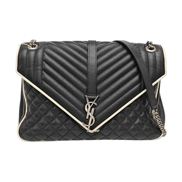 COLLEGE Large Chevron Calfskin Black