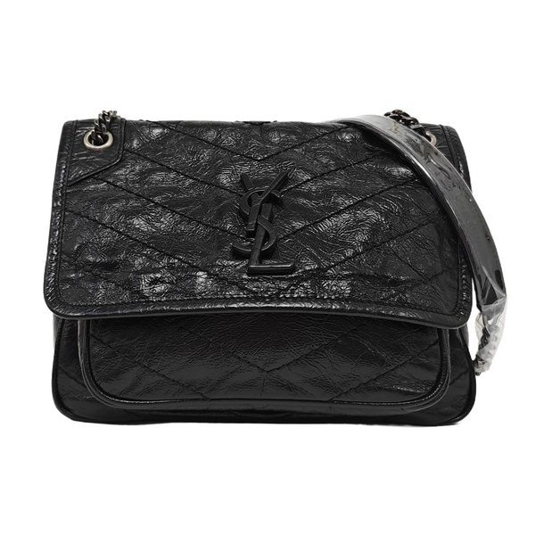 NIKI Small Chevron Calfskin Black