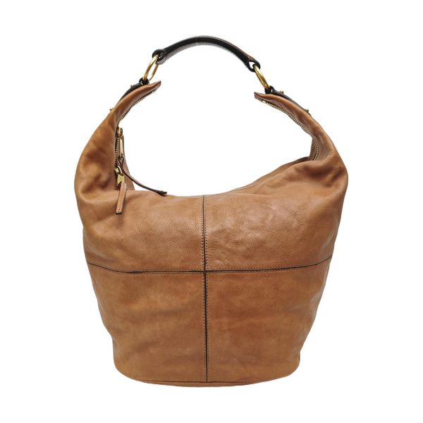 Calfskin Top Handle Bag Brown